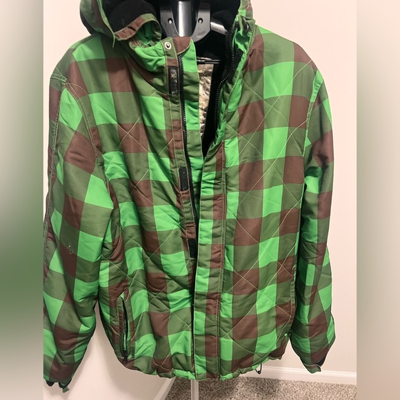 Pipeline Co. Green And Brown Plaid Winter Ski snowboard Bomber Jacket - Picture 4 of 11
